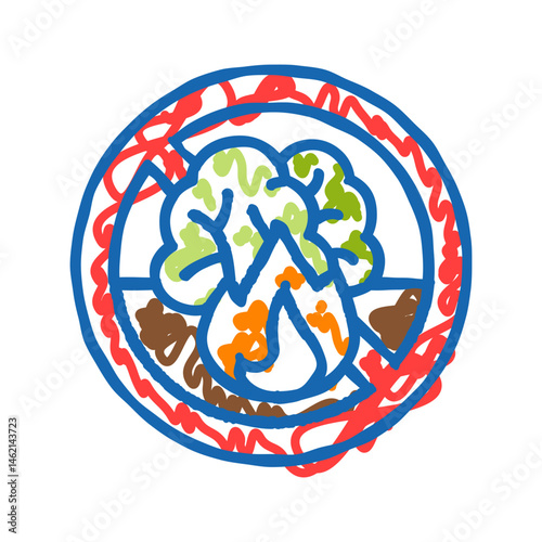 location forest fire icon doodle illustration