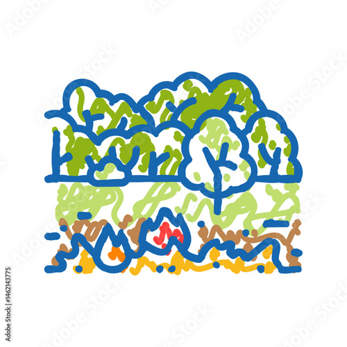 house on fire wildfire disaster icon doodle illustration