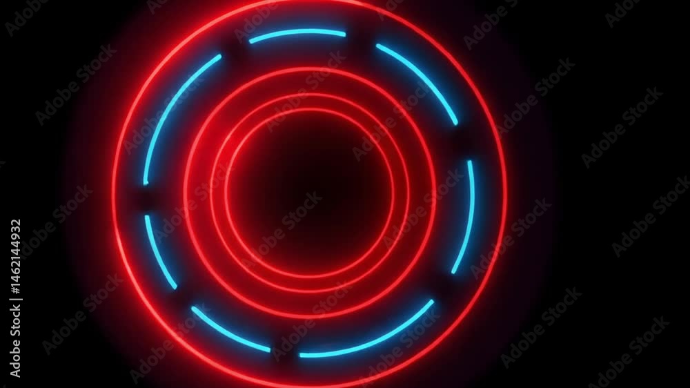 Neon glowing circles background abstract futuristic technology digital design video template animation effect