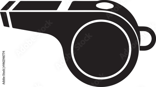 Referee Whistle Symbol in Black | Clean Vector Silhouette for Sports Art and Crafts