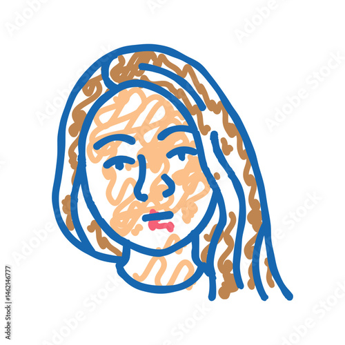 indifference woman expression icon doodle illustration