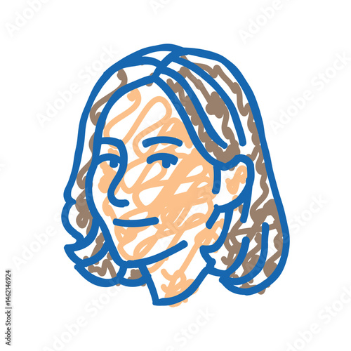 contentment woman expression icon doodle illustration