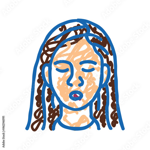 relief woman expression icon doodle illustration