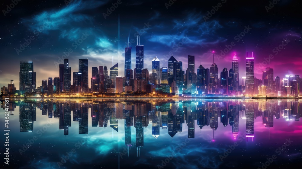 Fototapeta premium neon blue and purple