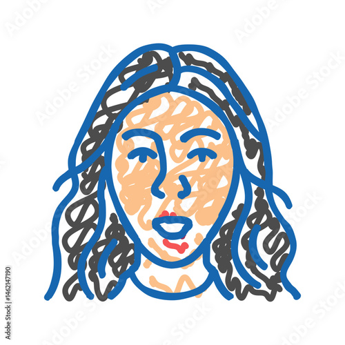surprise woman expression icon doodle illustration