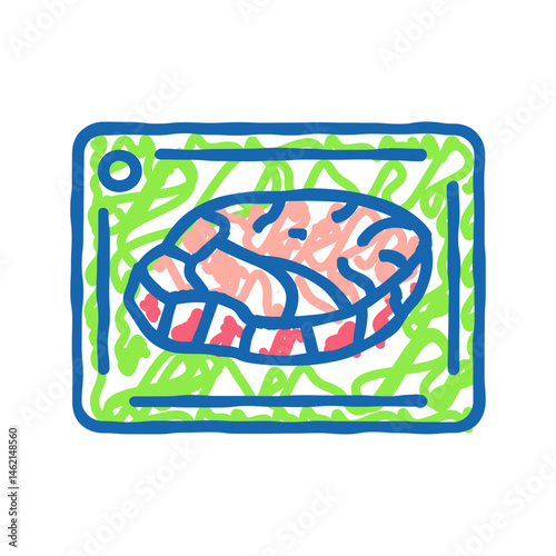 raw meat handling food safety icon doodle illustration