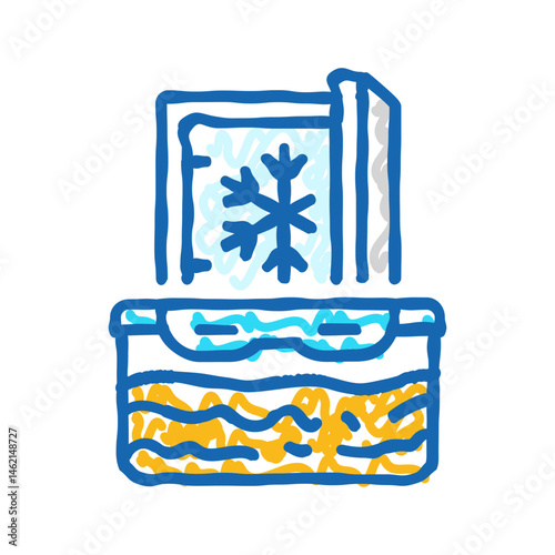 freezing food safety icon doodle illustration