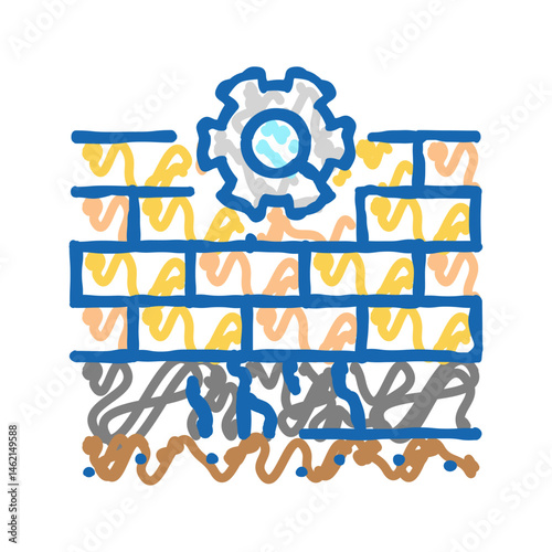 foundation inspection home maintenance icon doodle illustration
