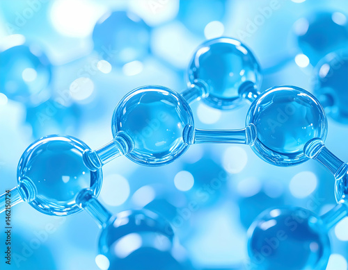 Abstract Blue Molecular Structure Illustration