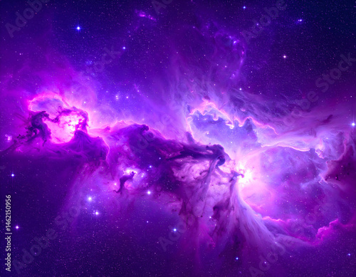 Vibrant Purple And Pink Nebula In Space