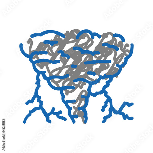 lightning hurricane disaster icon doodle illustration