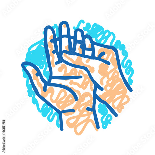 fingers massage therapy icon doodle illustration