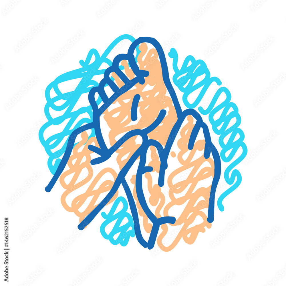 Obraz premium feet massage therapy icon doodle illustration
