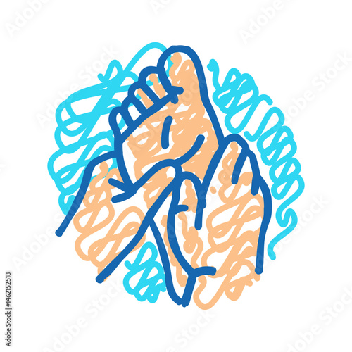 feet massage therapy icon doodle illustration