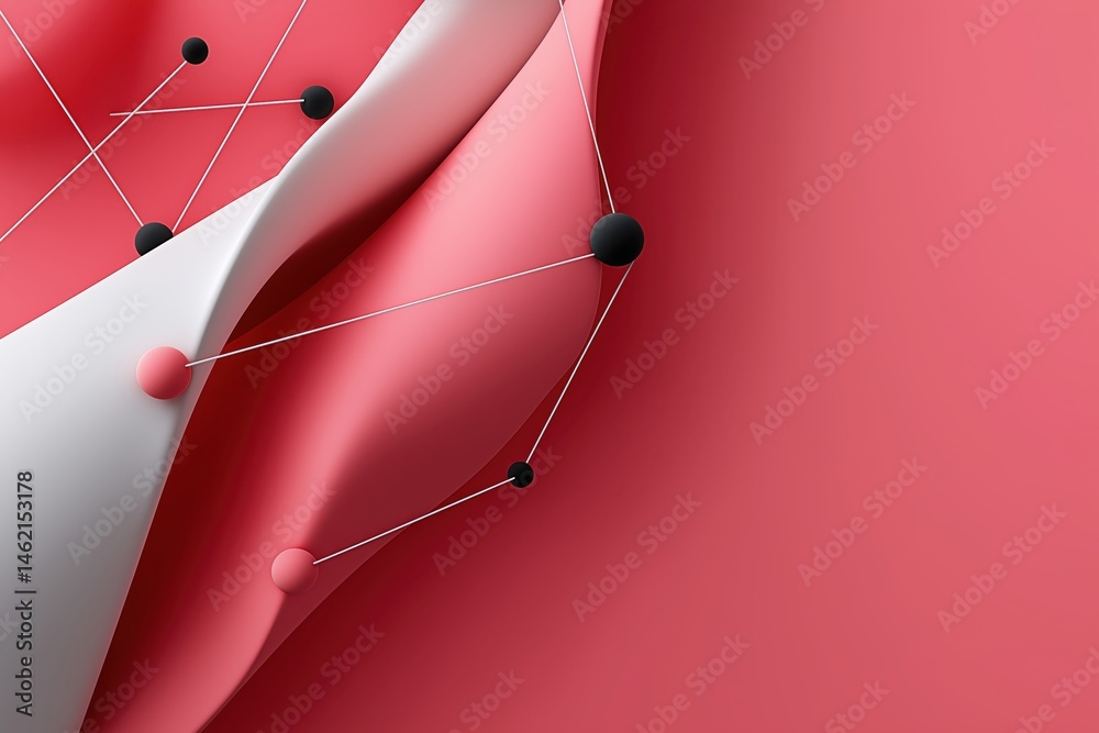 Geometric design featuring pink background with lines and dots in modern composition for creative projects