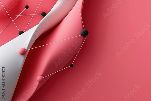 Obraz na płótnie Geometric design featuring pink background with lines and dots in modern composition for creative projects w salonie