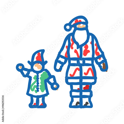 santa claus elves icon doodle illustration