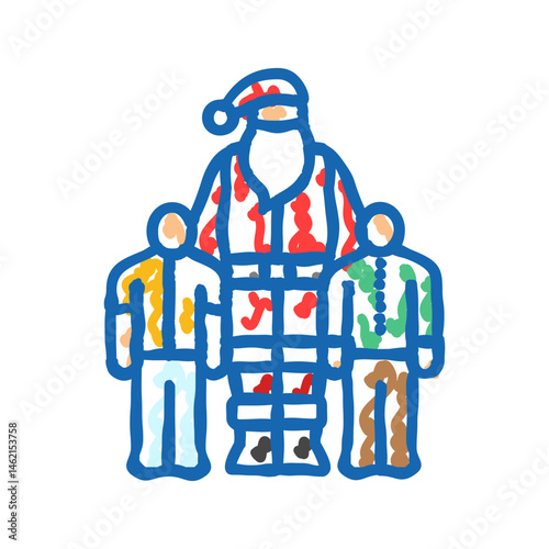 santa claus eating cookies icon doodle illustration
