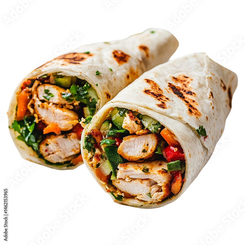 Delicious Chicken Wrap Recipe isolated on transparent background