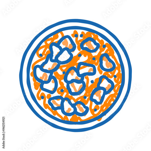 tikka masala chicken dish icon doodle illustration