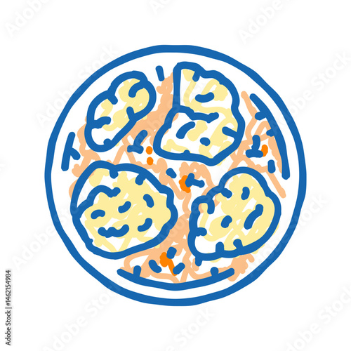 and dumplings chicken dish icon doodle illustration