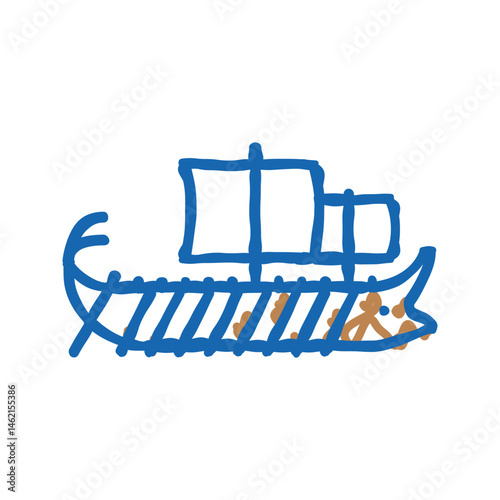 trireme ancient ship icon doodle illustration