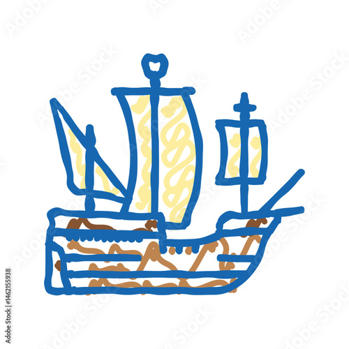 carrack ancient ship icon doodle illustration