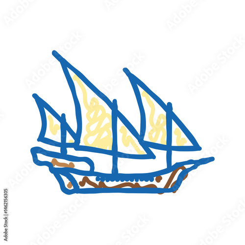 xebec ancient ship icon doodle illustration