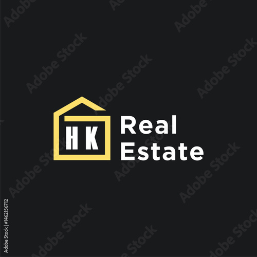 HK initials minimalist creative real estate logo vector