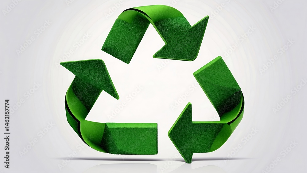 Fototapeta premium Recycling symbol crafted from green arrows on white background