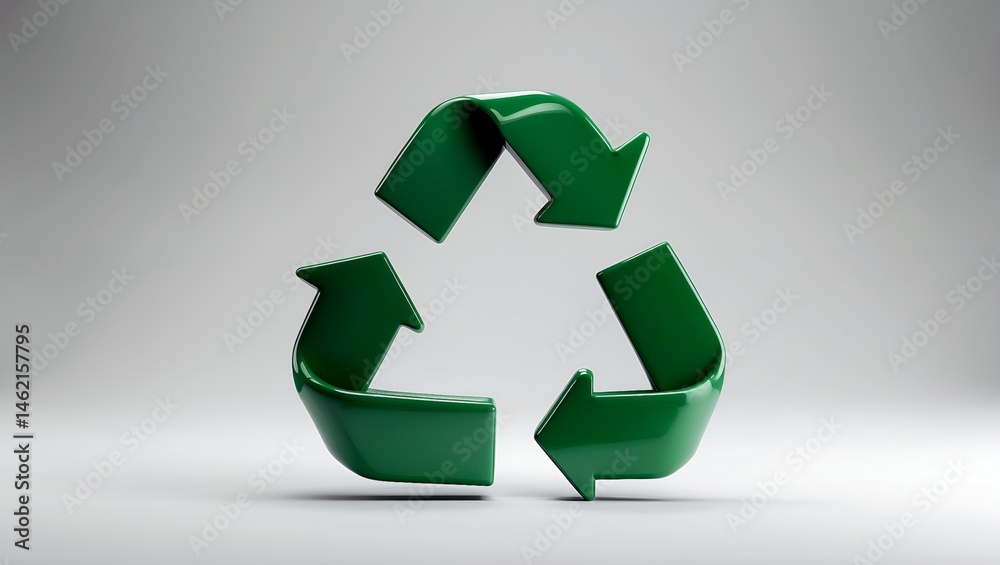 Obraz premium Recycling symbol crafted from green arrows on white background