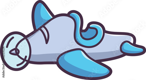Cute toy airplane for kids Vector Illustration Icon. Flat Cartoon Style