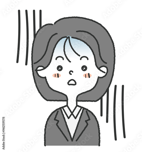 スーツを着た女性社員の落ち込んだ顔