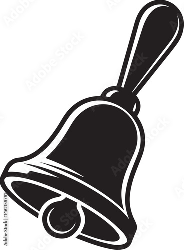 Hand Bell Silhouette Black Vector Illustration