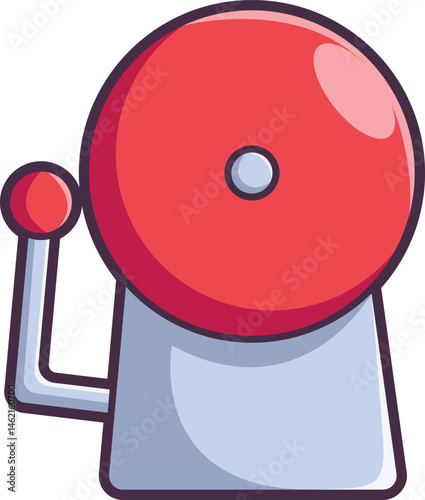 Red bell for school ringing Vector Illustration Icon. Flat Cartoon Style