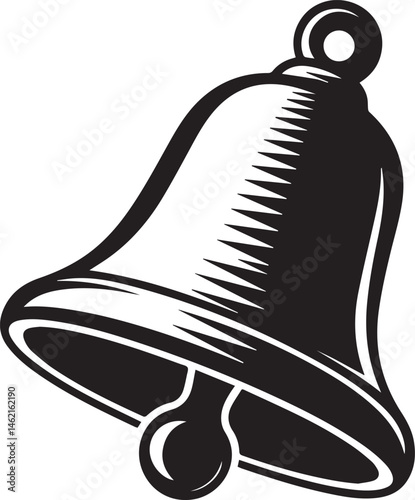 Hand Bell Silhouette Black Vector Illustration