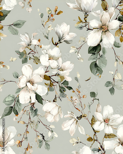 Wallpaper Mural Elegant floral pattern with soft pastel hues. Torontodigital.ca
