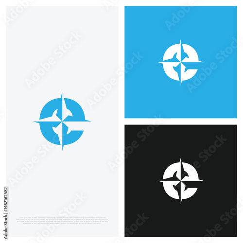 O or E Compass Modern Logo