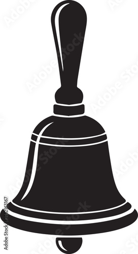 Hand Bell Silhouette Black Vector Illustration