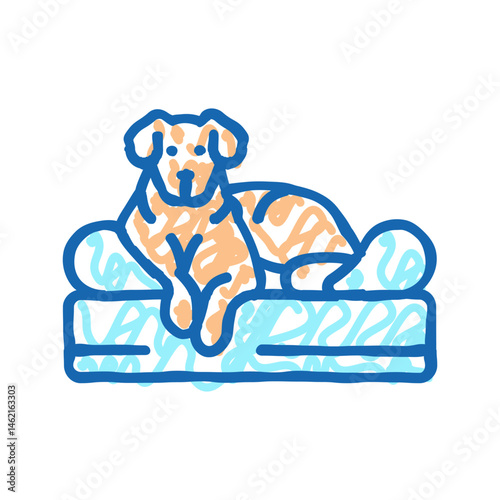 bed dog icon doodle illustration