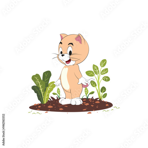 Vector illustration of cute kittens playing in the wild