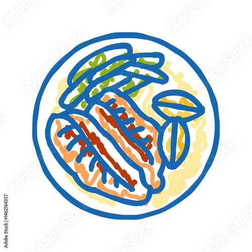 blackened fish icon doodle illustration