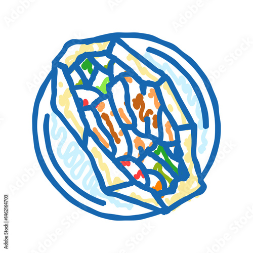 teriyaki fish icon doodle illustration