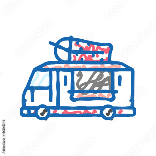 taco fusion food truck icon doodle illustration