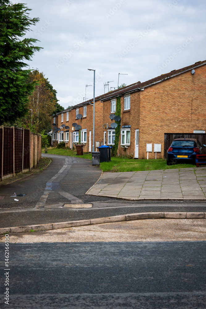 Residential estate street view in England UK Residential estate street view in England UK