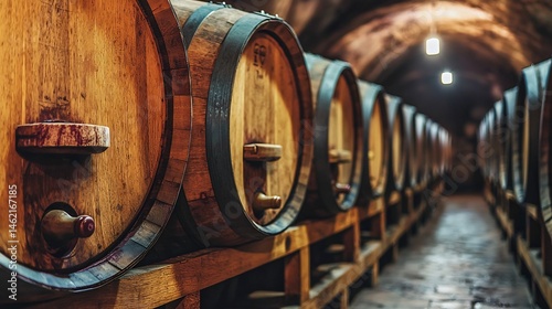 Exclusive vintage wine cellar oak barrels and dim lighting cinematic wine tasting experience