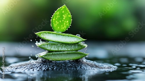 Obraz na płótnie Refreshing aloe vera gel splash showcasing its rejuvenating effects in natural skincare treatments w salonie