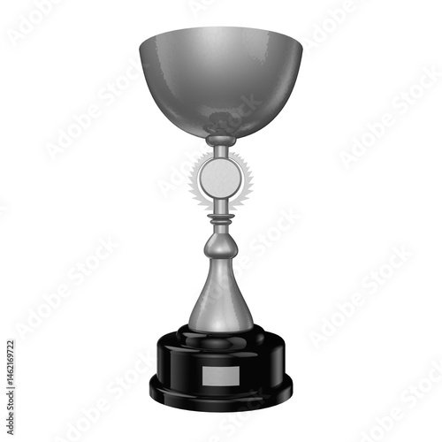 Simple Silver trophy cup in transparent background