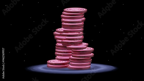 Pink Coin Tower Cosmic Wealth  Fortune.