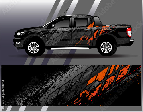 Car wrap design vector. Graphic abstract stripe racing background designs for vehicle, rally, race, adventure and car racing livery